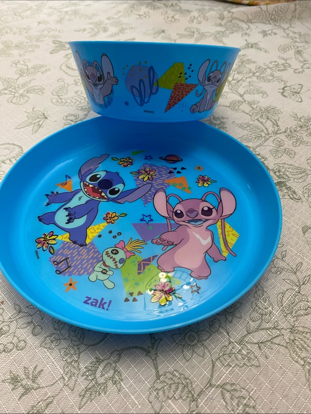 Disney Blue Lilo & Stitch Melamine Kids Plate and Bowl Set